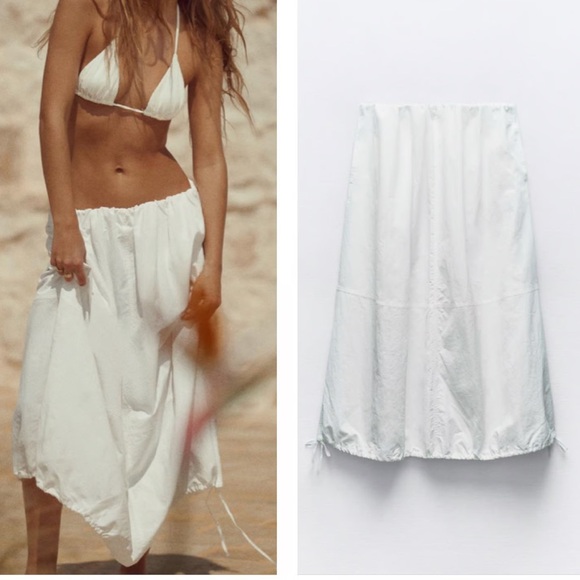 Zara woman’s balloon Elegant White Midi Skirt - Picture 2 of 12